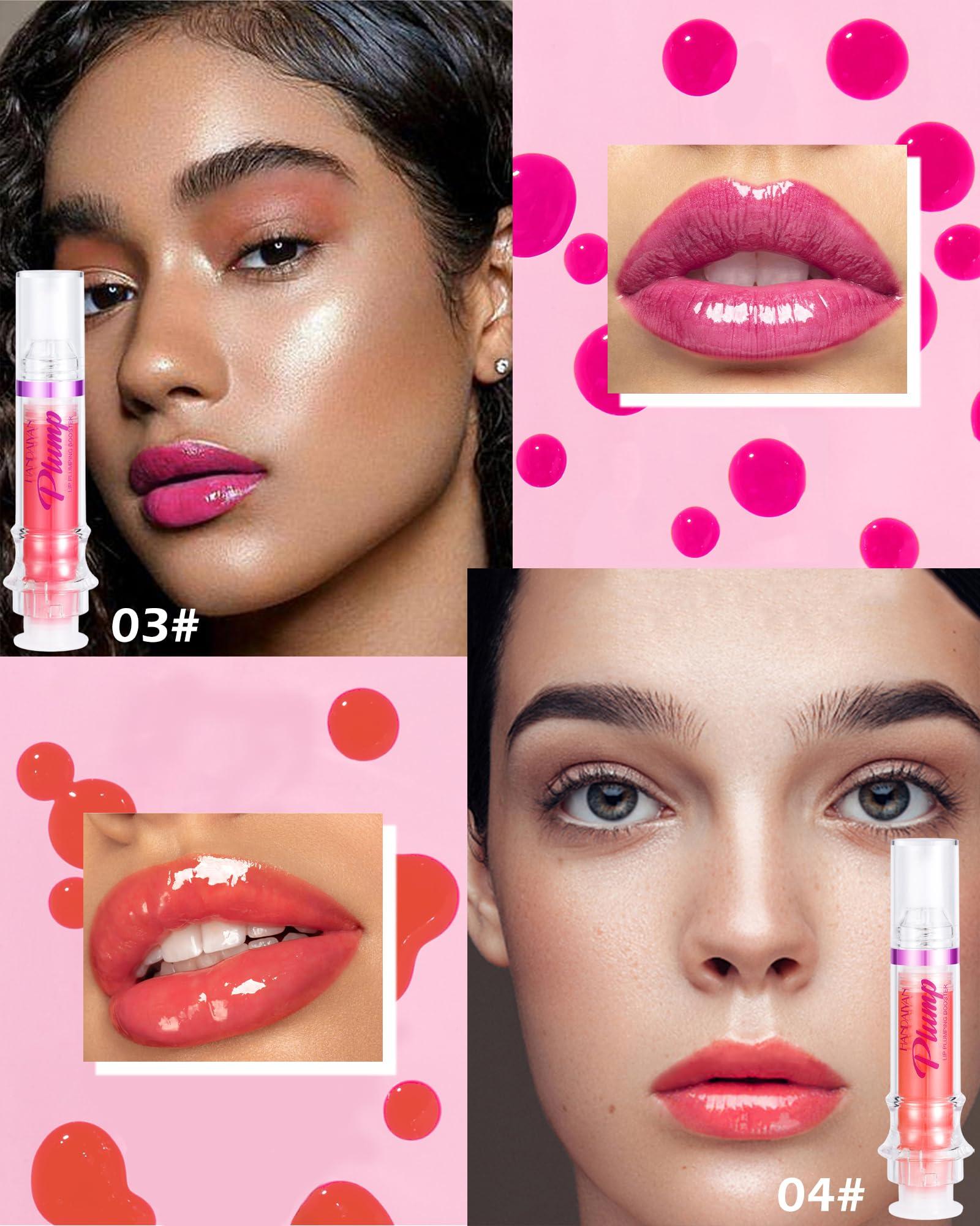 LYSdefeu Lip Plumping Booster-2Colors Spicy Lip Plumper Oil Lip Gloss, Plump and Pout Lip Plumper Hydrating Lip GLaze, Enhancing Plump Effect for Fuller Lips,Valentine's Day Makeup Gift for Women-03+04