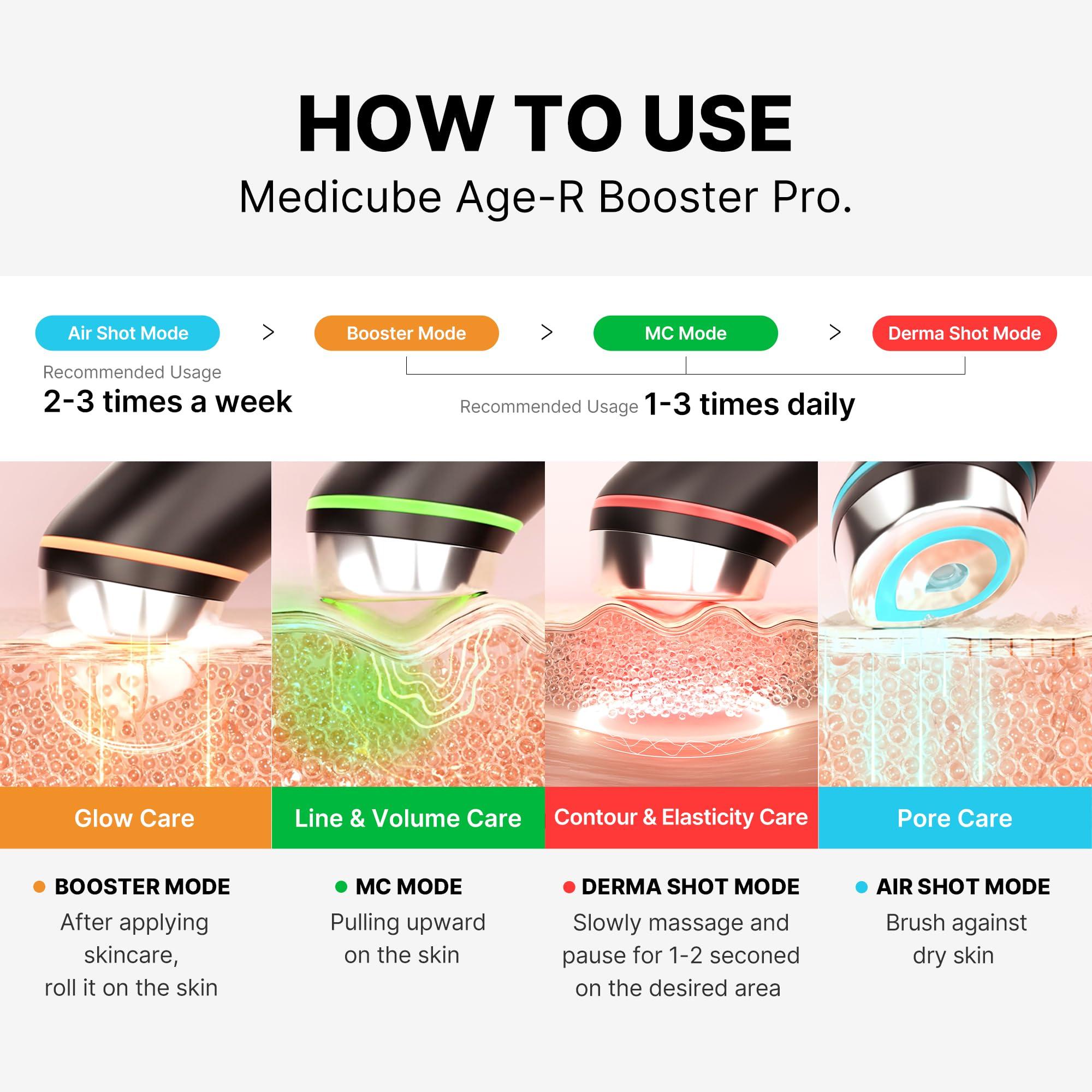 Medicube Medicube Age-R Booster Pro | 6-in-1 Real Glass Glow Device | Looking Glass Skin with Enhanced Absorption, Radiance, Elasticity,Pore Care | LED Anti-Wrinkle Device | Korean Skin Care