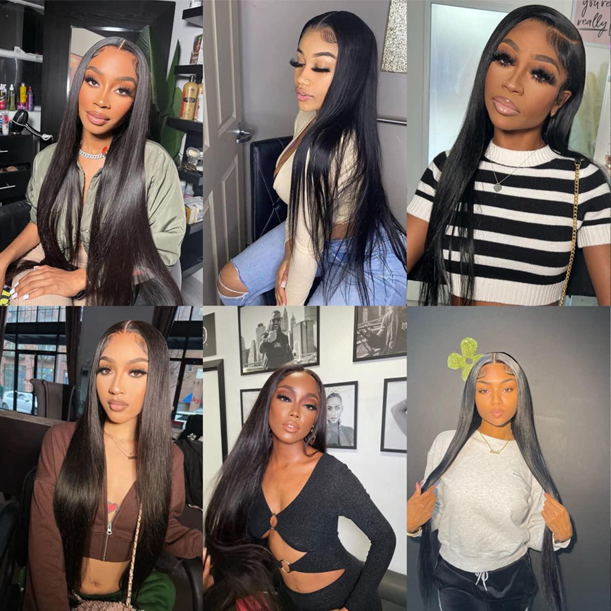 WUANYO 20 Inch Lace Front Wigs Human Hair 13x6 HD Transparent Lace Frontal Straight Human Hair Wigs Pre Plucked with Baby Hair Bleached Knots 180% Density Glueless Frontal Wigs Human Hair for Black Women