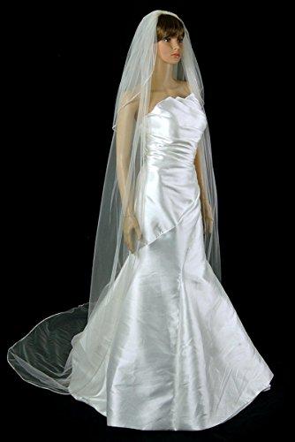 Velvet Bridal Bridal Wedding Veil Two Tier Cathedral Shoulder Length Ivory Tulle Rhinestone