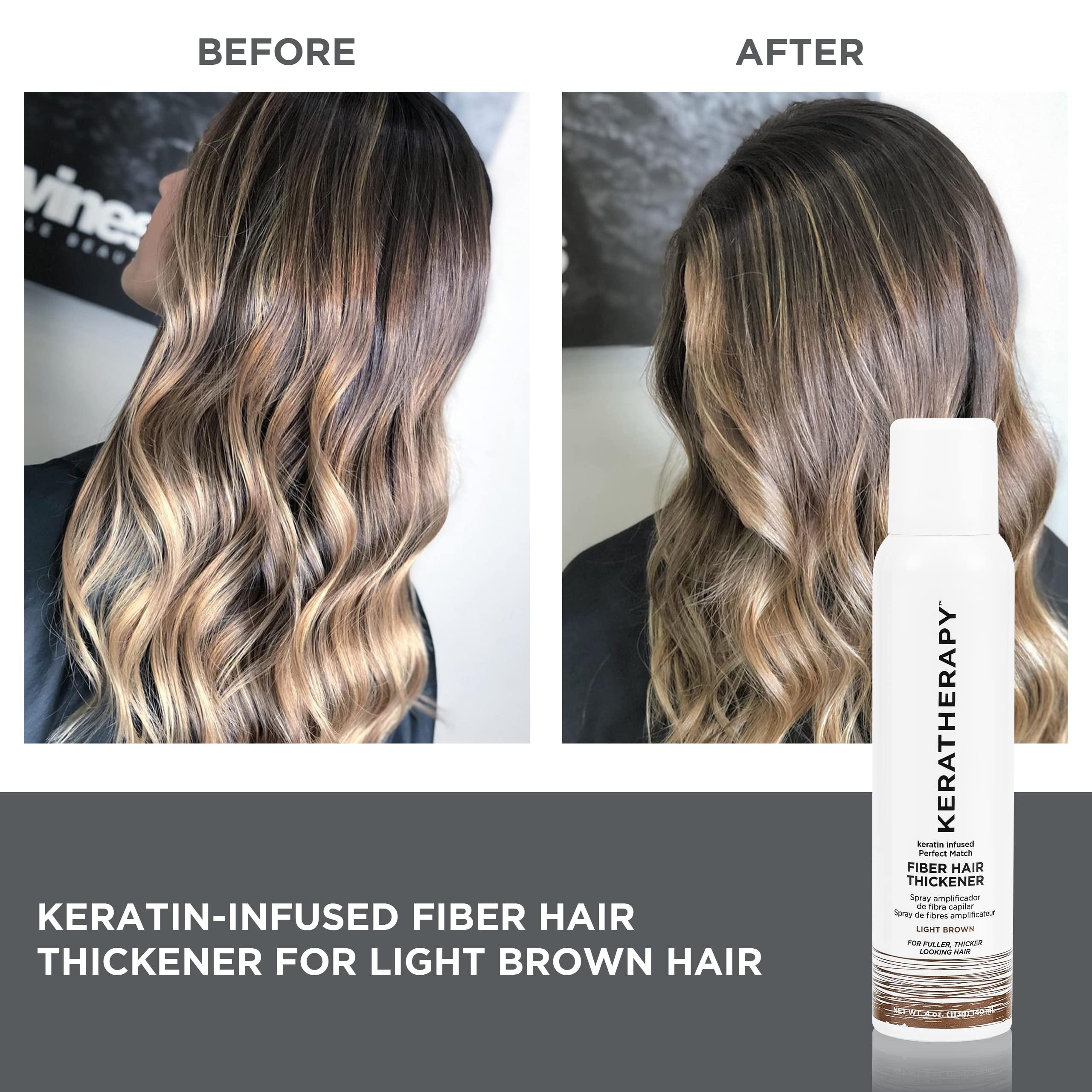 KERATHERAPY Keratherapy Keratin Infused Perfect Match Fiber Hair Thickener Spray, Medium Brown, 4 fl. oz., 140 ml - Volumizing, Thickening, & Concealing Hairspray for Scalp Coverage, Roots & Thinning Areas