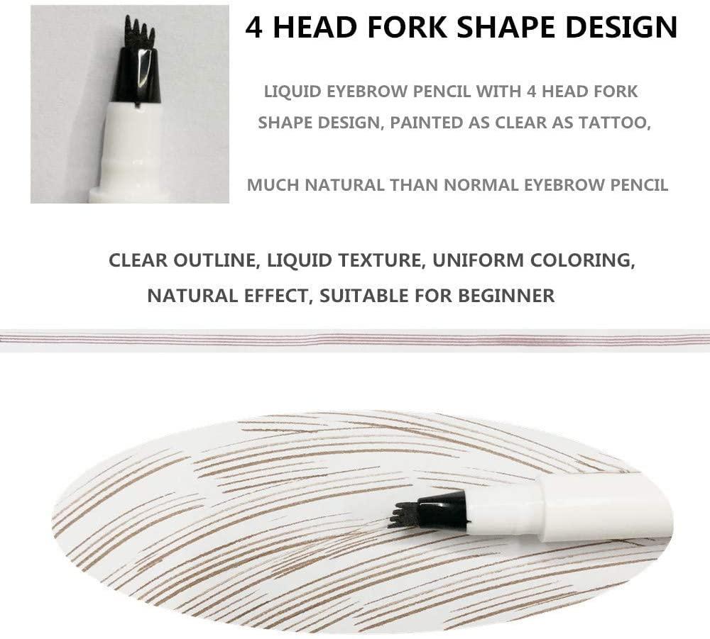 QUEMISS QUEMISS Brow Pen Waterproof Eyebrow 3D Pen Microblading Brow Pencil Makeup with 4 Fork Tip Micro-Fork Liquid Eyebrow Pencil (2#Brown)