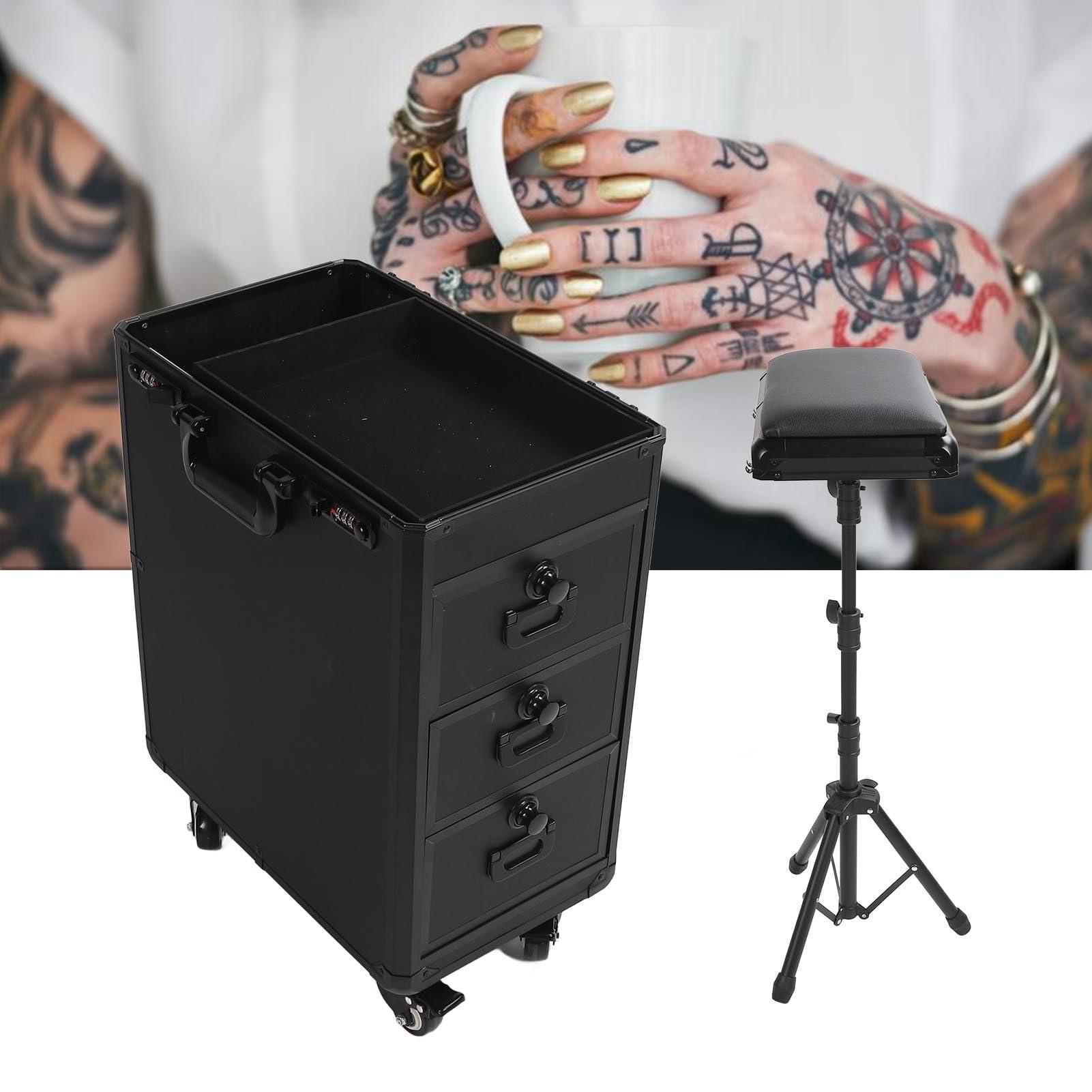 HURRISE 3 In 1 Rolling Makeup Train Case,Rolling Makeup Case Train Case,High Capacity Aluminum Alloy Adjustable Handle Cosmetic Tool Chest for Artists Stylists