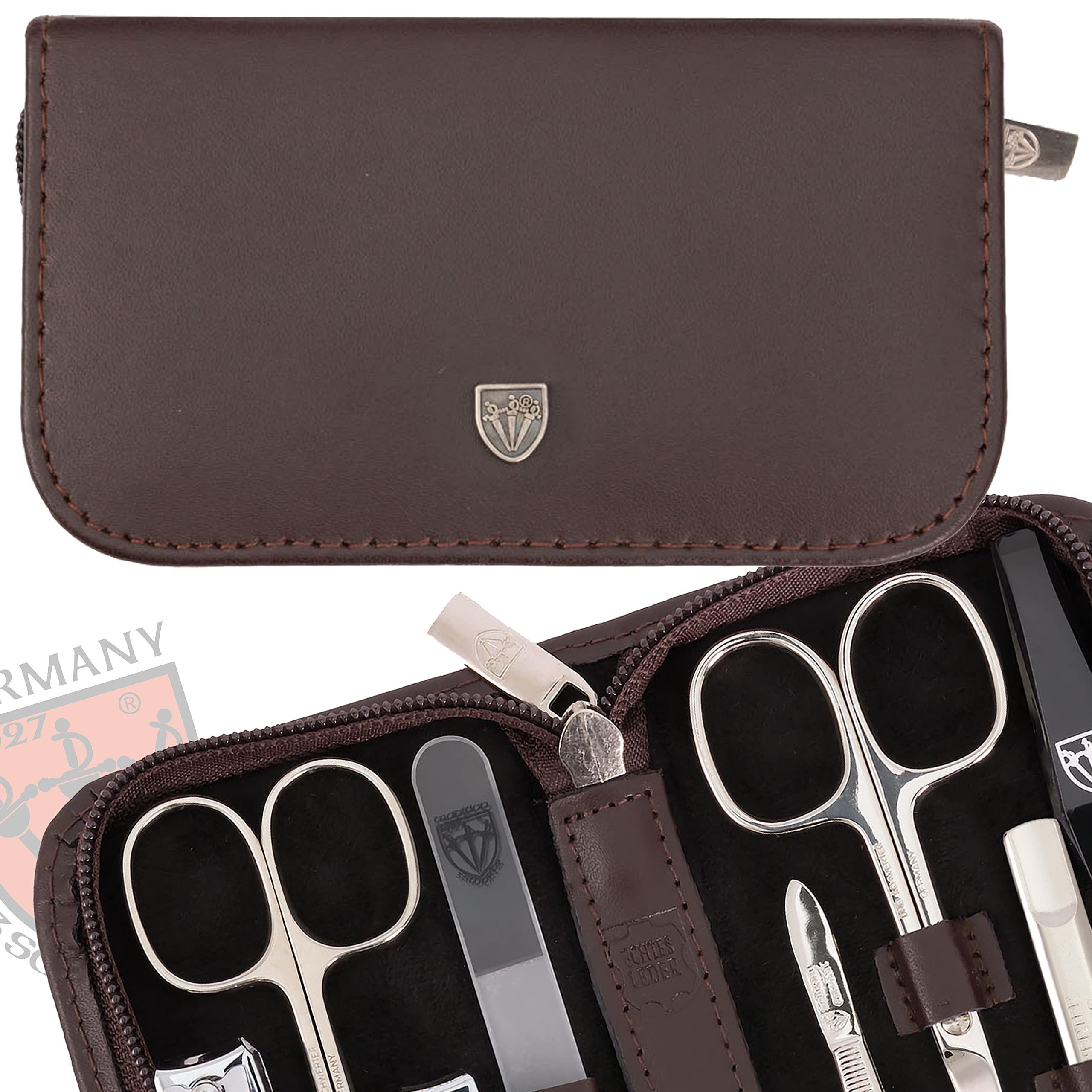 3 Swords Germany 3 Swords Germany - brand quality 8 piece manicure pedicure grooming kit set for professional finger & toe nail care genuine leather case in gift box, Made in Germany