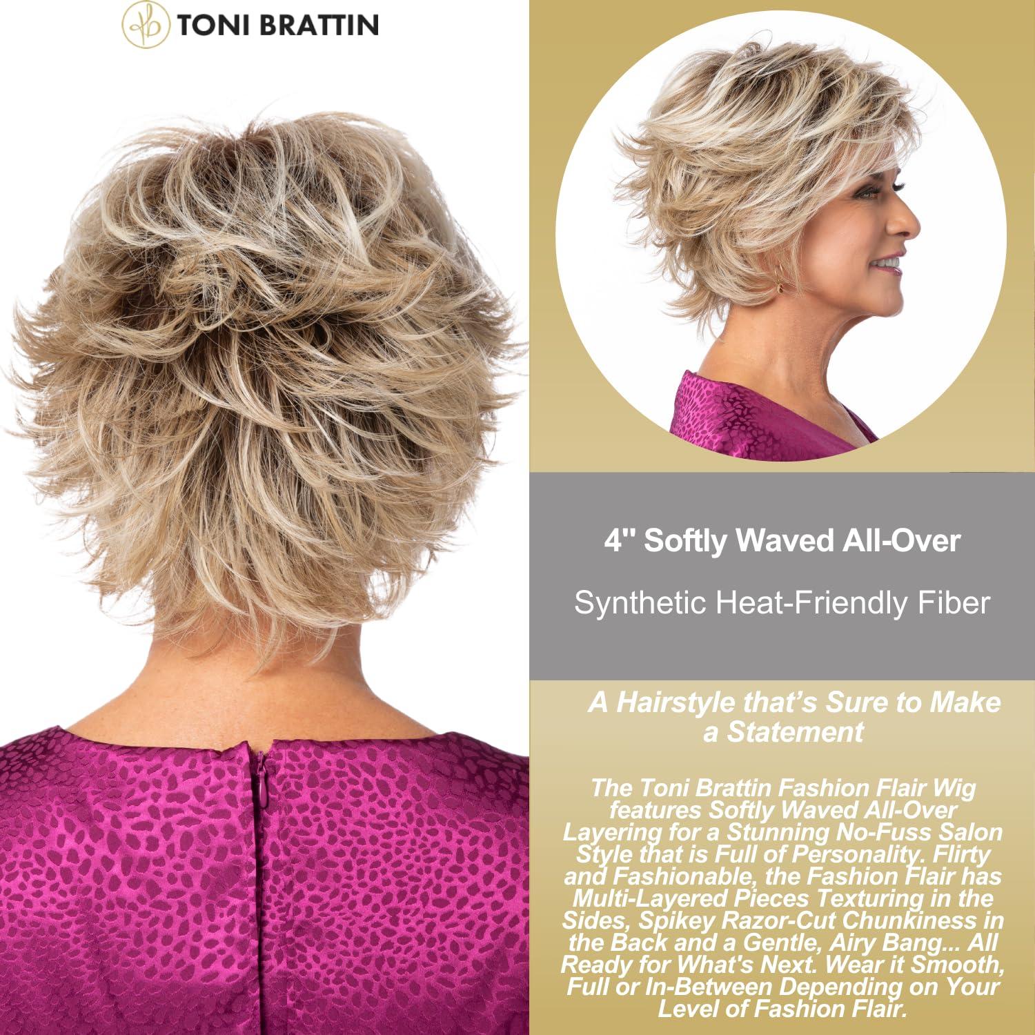 Toni Brattin Toni Brattin Fashion Flair Wig - Multi-Layered Texturing with Spikey Razor-Cut Styling in Back - Heat-Friendly Fiber Looks & Feels like Natural Hair - Adjustable & Comfortable (Black, Plus)
