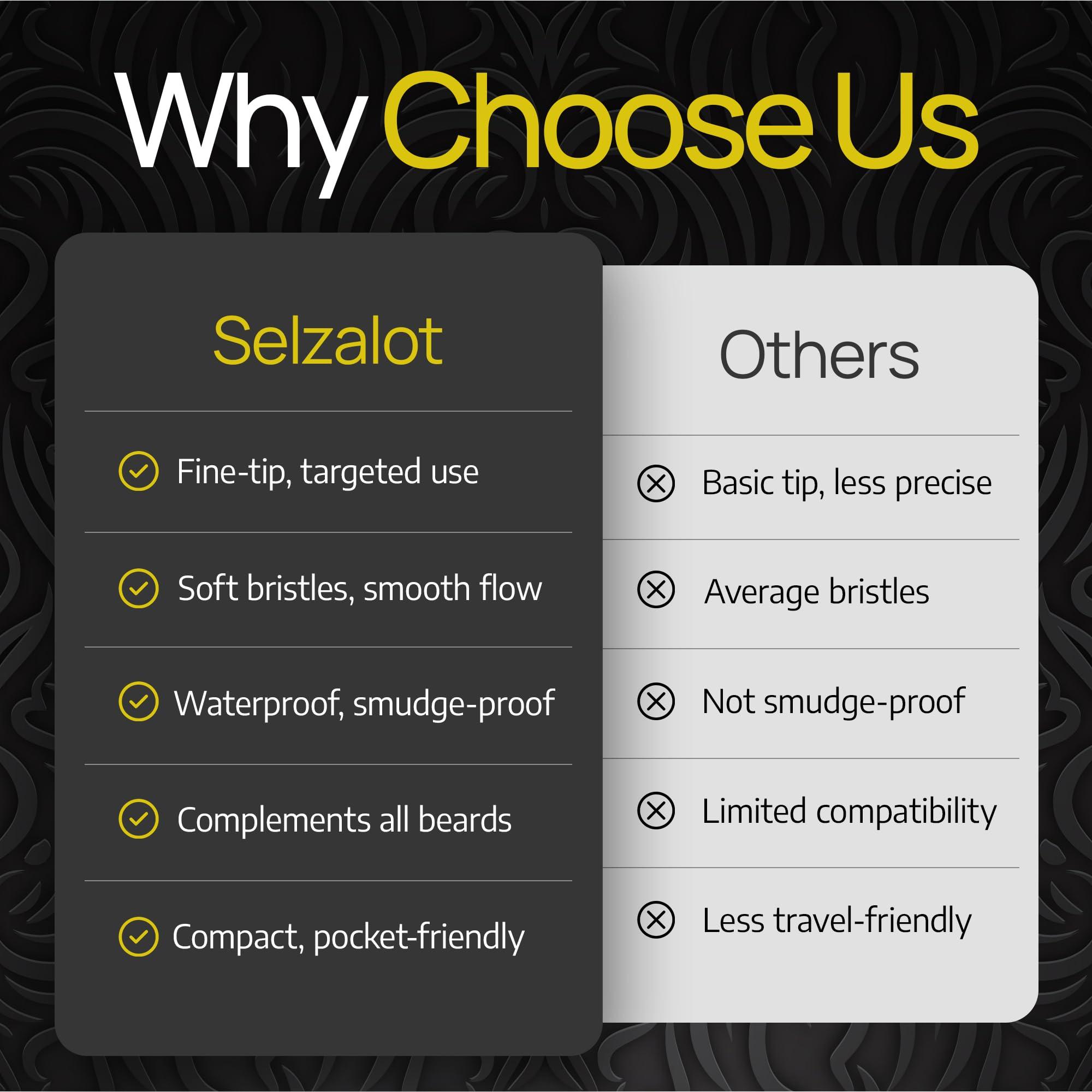 SELZALOT Beard Filler Pen kit Black Beard Pen with Brush Waterproof and Sweat Proof Barber Styling Pencil Long Lasting Marker Filler for Men Beard Grooming Kit Barber Accessories Beard Products