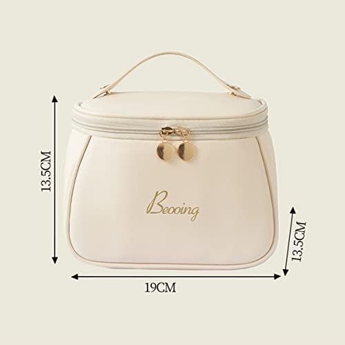 cirea cirea Cube Style PU Modern Simple and Large Capacity Cosmetic Bag for Easy Carrying of Travel Ladies' Makeup Bag (Pink)