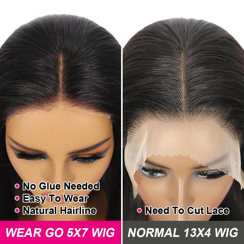 Flady Flady 28 inch Glueless Wigs Human Hair Pre Plucked Pre Cut 7x5 HD Lace Front Wigs Human Hair Body Wave Frontal Wigs Human Hair 200 Density Ready To Go Wig for Black Women