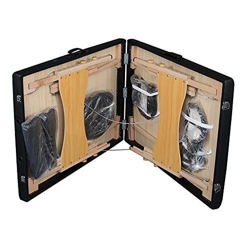 Alivinghome 2 Sections Folding Portable Massage Table Set,Height Adjustable Body and Beauty Massage Bed,Spa Facial Salon Tattoo Bed,Folding SPA Bodybuilding Massage Table (Black Color, 84" x 27.56" x 33.46")