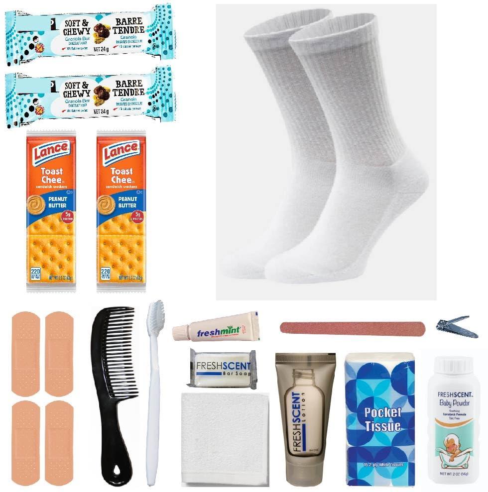 The Kit Depot Homeless Care Package Supplies: 18 Piece Care Kit - Bulk Case of 25 Kits