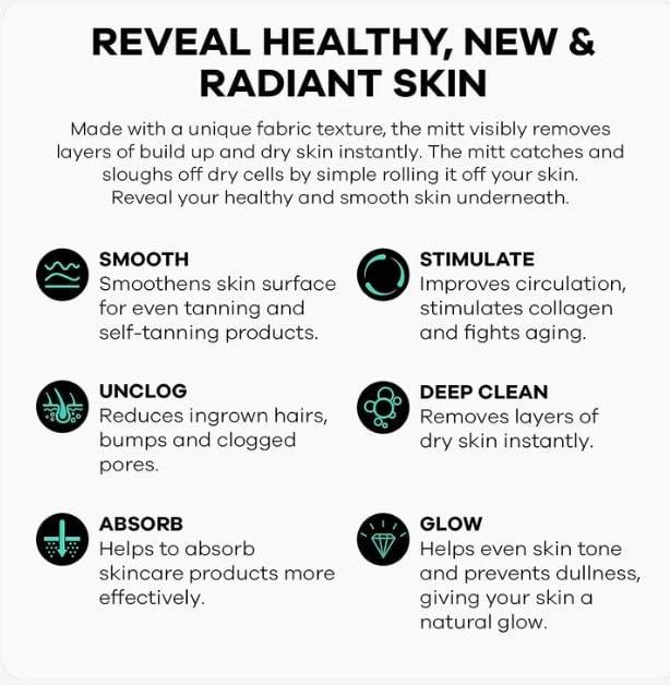 Dermasuri Dermasuri Deep Exfoliating Glove for Shower - Scrubbing Mitt Body Scrubber Gloves Skin Exfoliator & Eliminates Dead Skin - Keratosis Pilaris Scrub Spray Tan Remover - Korean Skincare for Body (2 Pack)