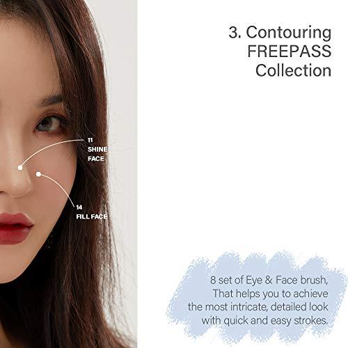 EQUMAL EQUMAL Makeup brush set 8pcs with Soft Synthetic hair, Comfortable handle, Eye shadows Face brush Kit 03, CONTOURING FREEPASS COLLECTION