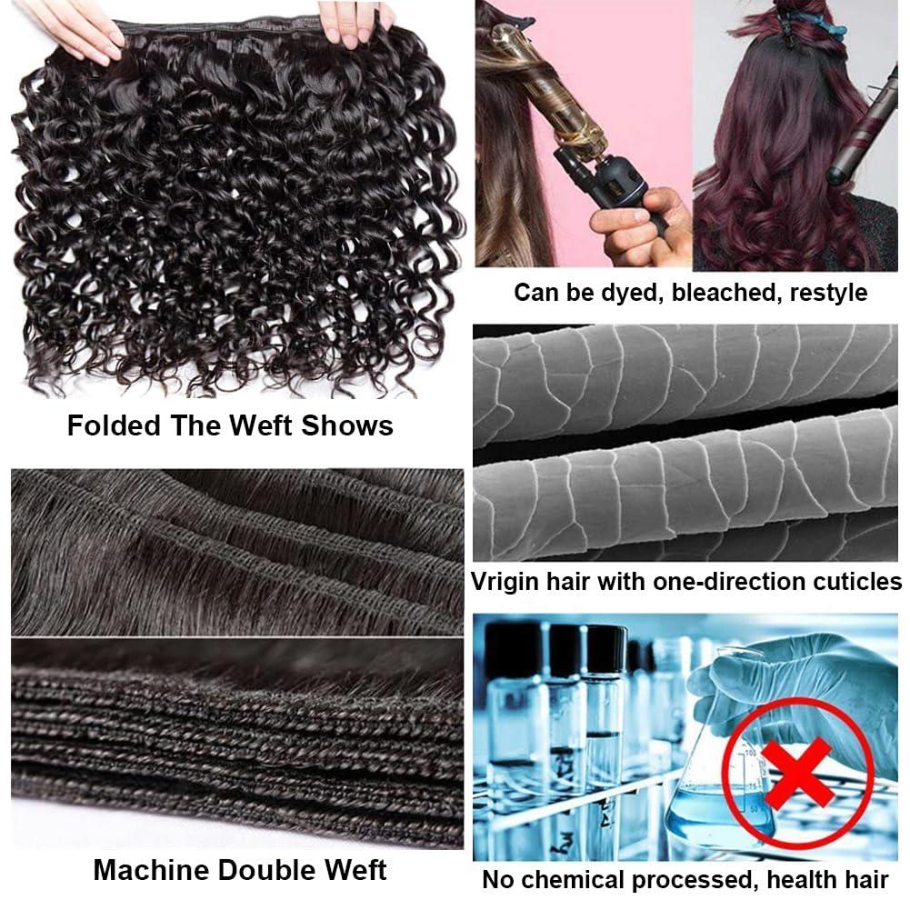 LUCASHA Human Hair Bundles Water Wave 3 Bundles Human Hair Brazilian Unprocessed 10A Virgin Hair Weave Bundles Human Hair Natural Color