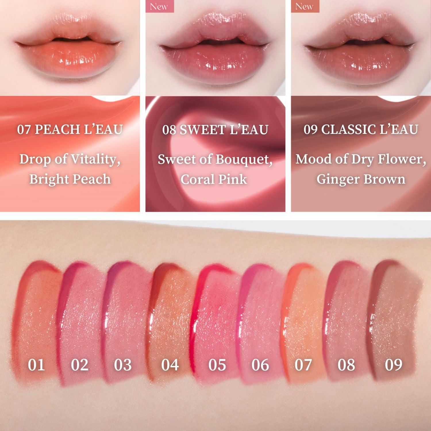 BBI@ BBIA BBIA LEAU Tint Glossy & Glow Lip Stain, Watery Lip Tint, Non-Sticky, High Shine Finish, Long-lasting, Moisturizing, Lightweight, Natural, Daily Use, Vegan, Korean Lip Makeup (01 GARDENIA L\'EAU)