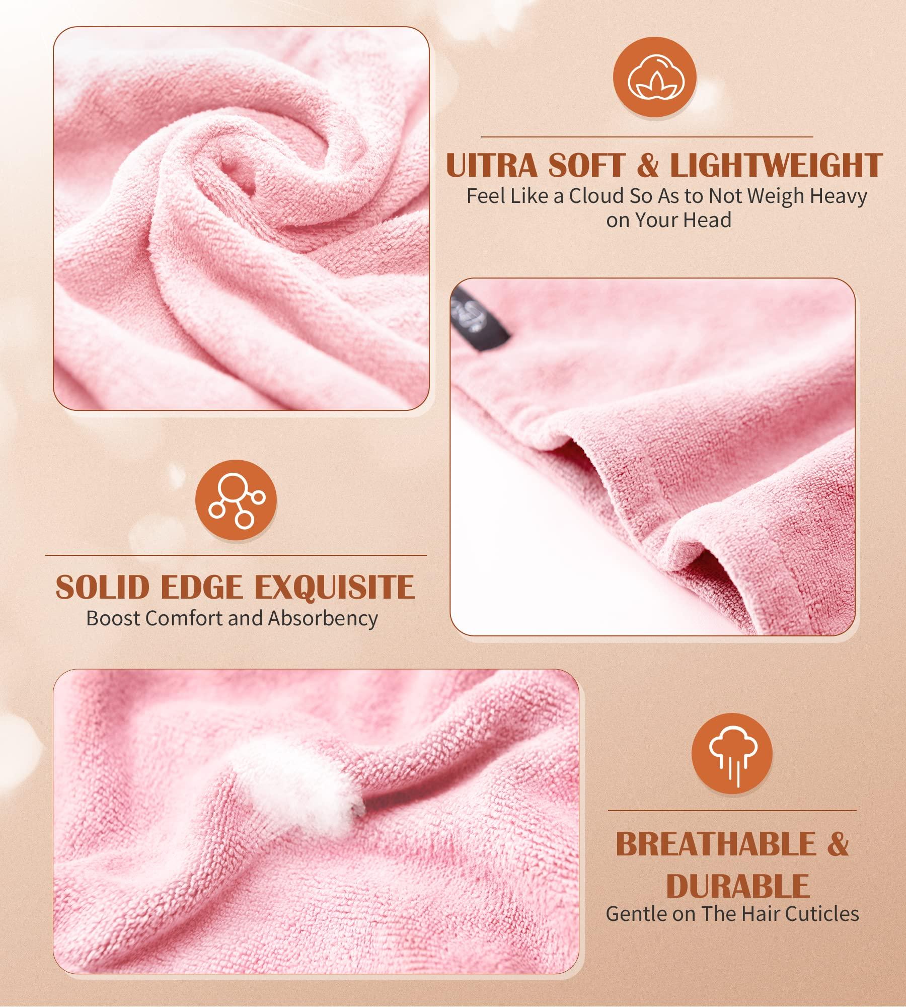 POPCHOSE POPCHOSE Microfiber Hair Towel Wrap Ultra Absorbent, Fast Drying Hair Turban Soft, No Frizz Hair Wrap Towels for Women Wet Hair, Curly, Longer, Thicker Hair