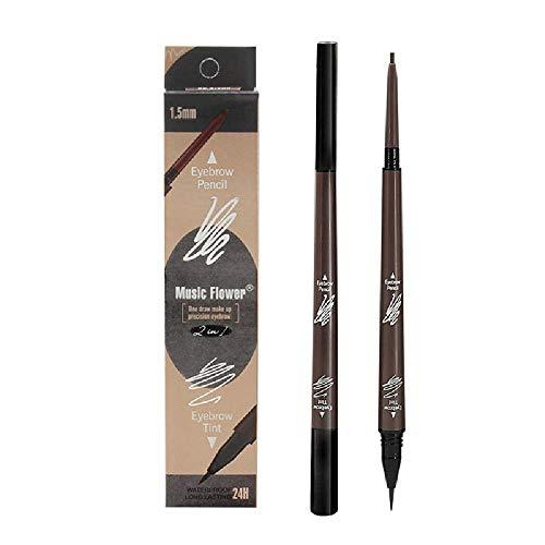 Music Flower Music Flower 2 in 1 Eyebrow Pencil - Waterproof & Long Lasting Liquid Eyebrow Pen - Dual Ended Pencil Fills and Defines Brow Tint with the Precision & Definition of Microblading, Brown