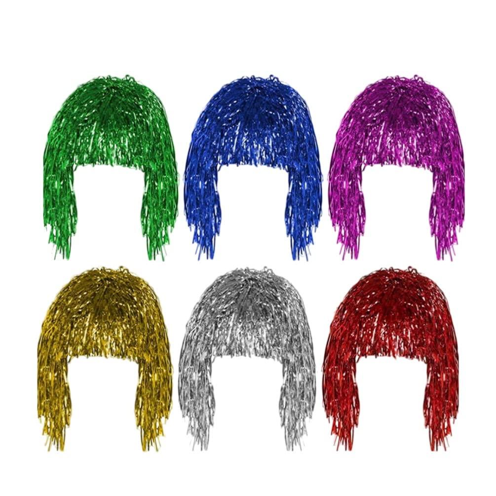BESPORTBLE BESPORTBLE 12pcs Foil Tinsel Wig Metallic Shiny Party Wig Metallic Cosplay Supply