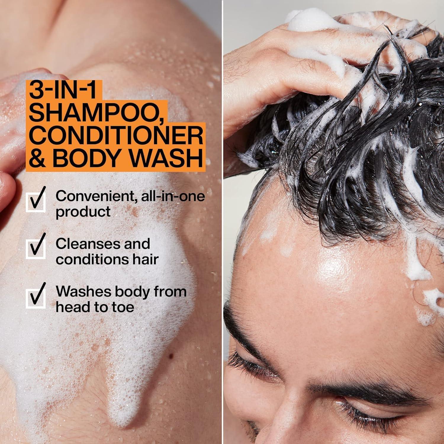 Redken Brews Redken Brews 3-In-1 Men's Shampoo, Conditioner, and Body Wash | Multi-Purpose Hair & Body Cleanser for Men | Moisturizes & Hydrates | All-In-One Soap for Everyday, Travel, and Gym