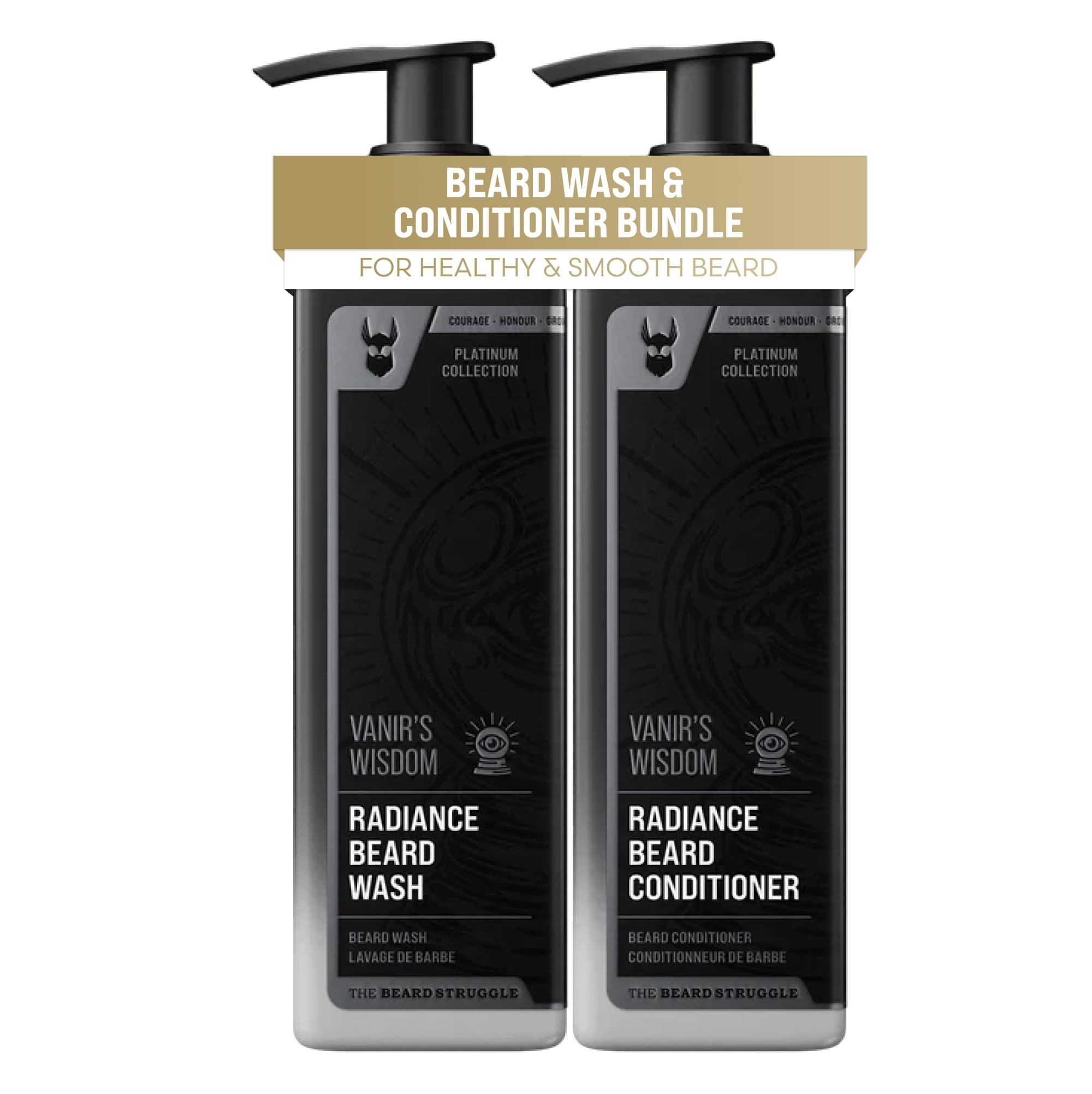 The Beard Struggle The Beard Struggle Radiance Beard Wash & Conditioner Bundle - Platinum Collection - Pack of 2 - Vanir\'s Wisdom - 8 Fl Oz each - For Men - Nourish, Cleanse, Soften, & Strengthen Beard