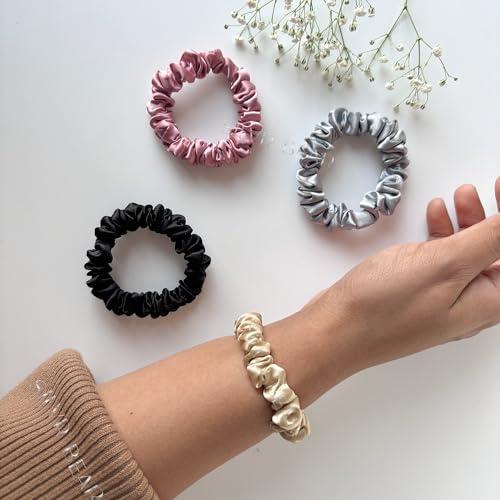 Silvr Bear SILVR BEAR Luxury Satin Scrunchies, Satin Hair Ties for Thick, Thin & Curly Hair, Scrunchies for Women, Girls & Men Softer than Silk Hair Ties (Classic Skinny)