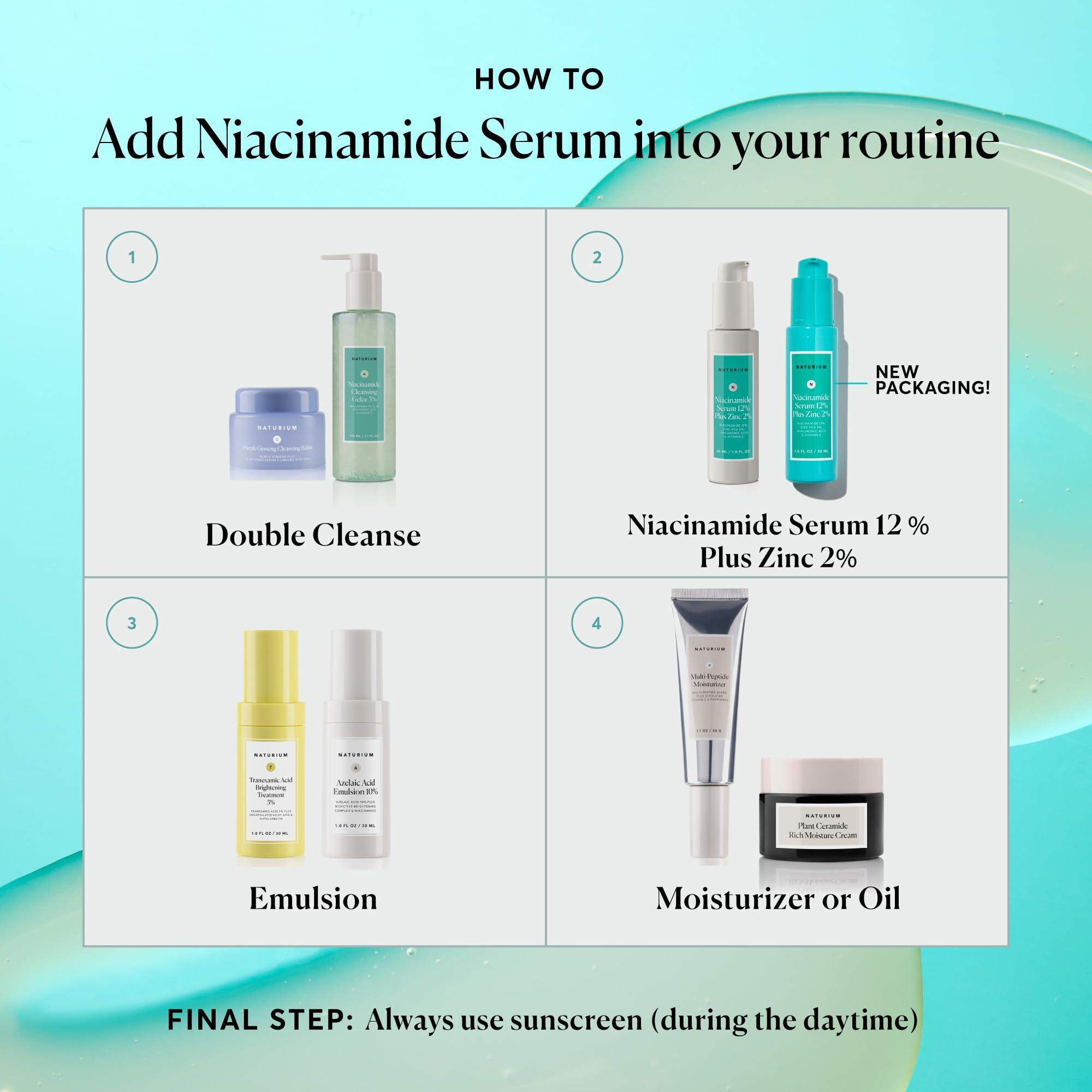 Naturium Naturium Niacinamide Face Serum 12% Plus Zinc 2%, Anti-Aging, Pore Minimizer & Dark Spot Corrector with Hyaluronic Acid & Vitamin E, Vegan & Cruelty-Free, 1 oz