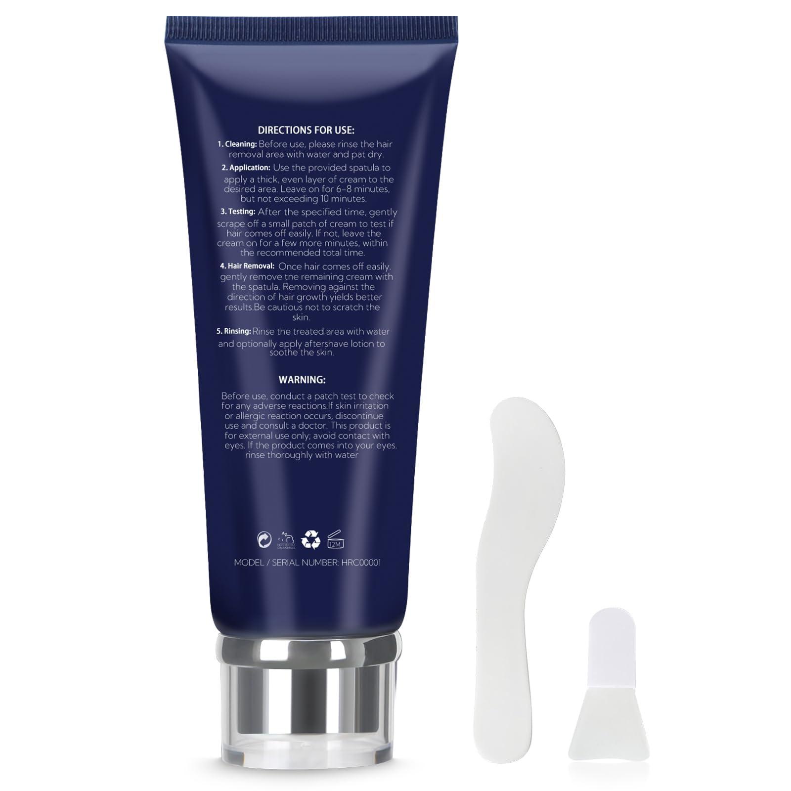 Bealions Gentle Hair Removal Cream for Men: No Irritation to Skin - Intimate/Private Areas Effective Hair Removal - Body Depilatory Cream to Remove Unwanted Hair 80ml