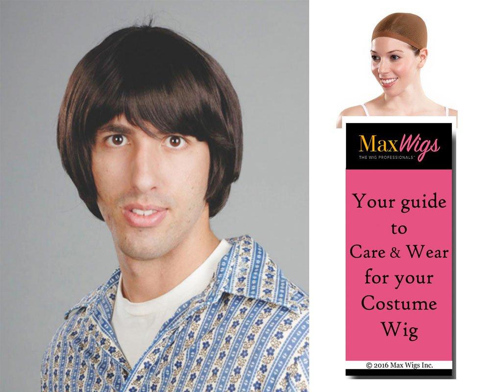 Maxwigs Beatles Ringo color Brown - Starr 60s Beetles Hippie Mop Top Men British Invasion Enigma Peluca Bundle MaxWigs Costume Wig Care Guide