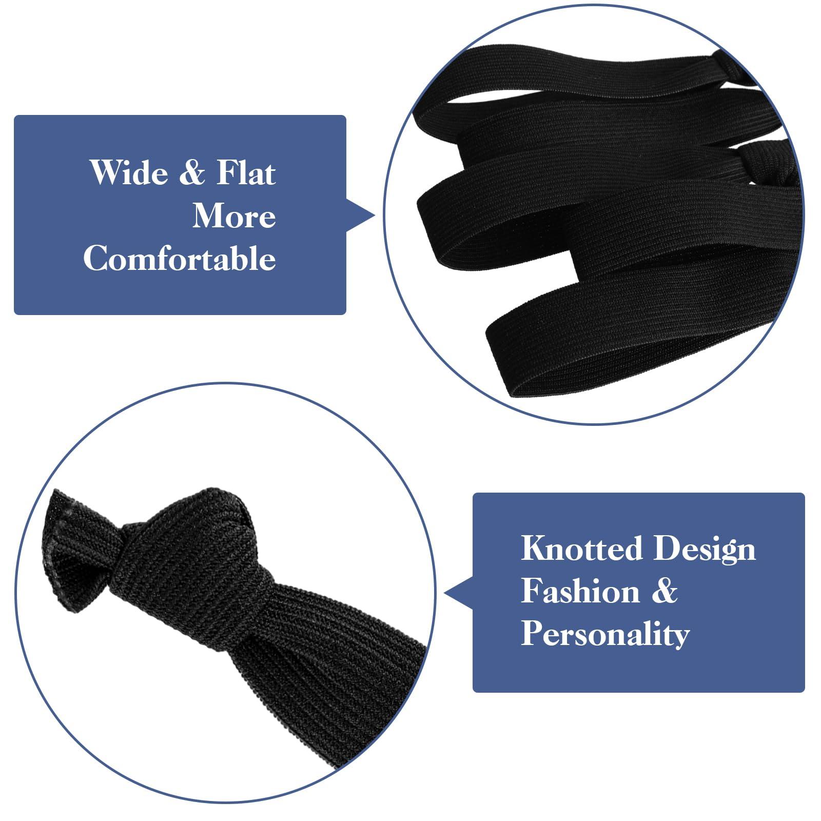 Teaaha Teaaha Hair Ties 20 PCS, Black Knotted Hair Ties for Guys, Men\'s Long Hair Ties, Curly Thick Elastic Hair Bands, No Crease Man Bun Hair Tie, Perfect Hairties for Men