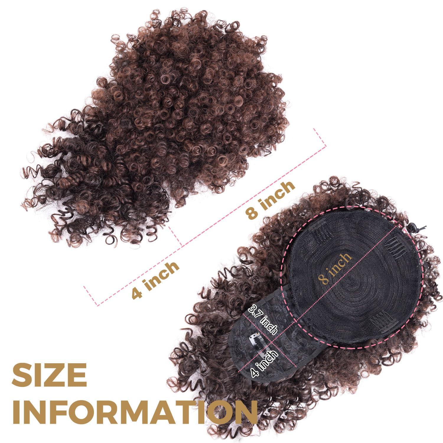 TOZIKA TOZIKA Afro Puff Jerry Curls Afro Puff Non Drawstring Ponytail with bangs Synthetic Fauxhawks Short Afro Puff Kinky Curly