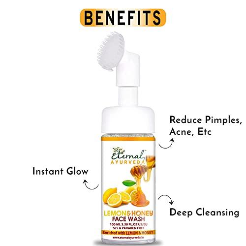 ROSEVILLA ROSEVILLA Eternal Ayurveda Lemon & Honey Face Wash - 100 ML bottle with inbuilt brush