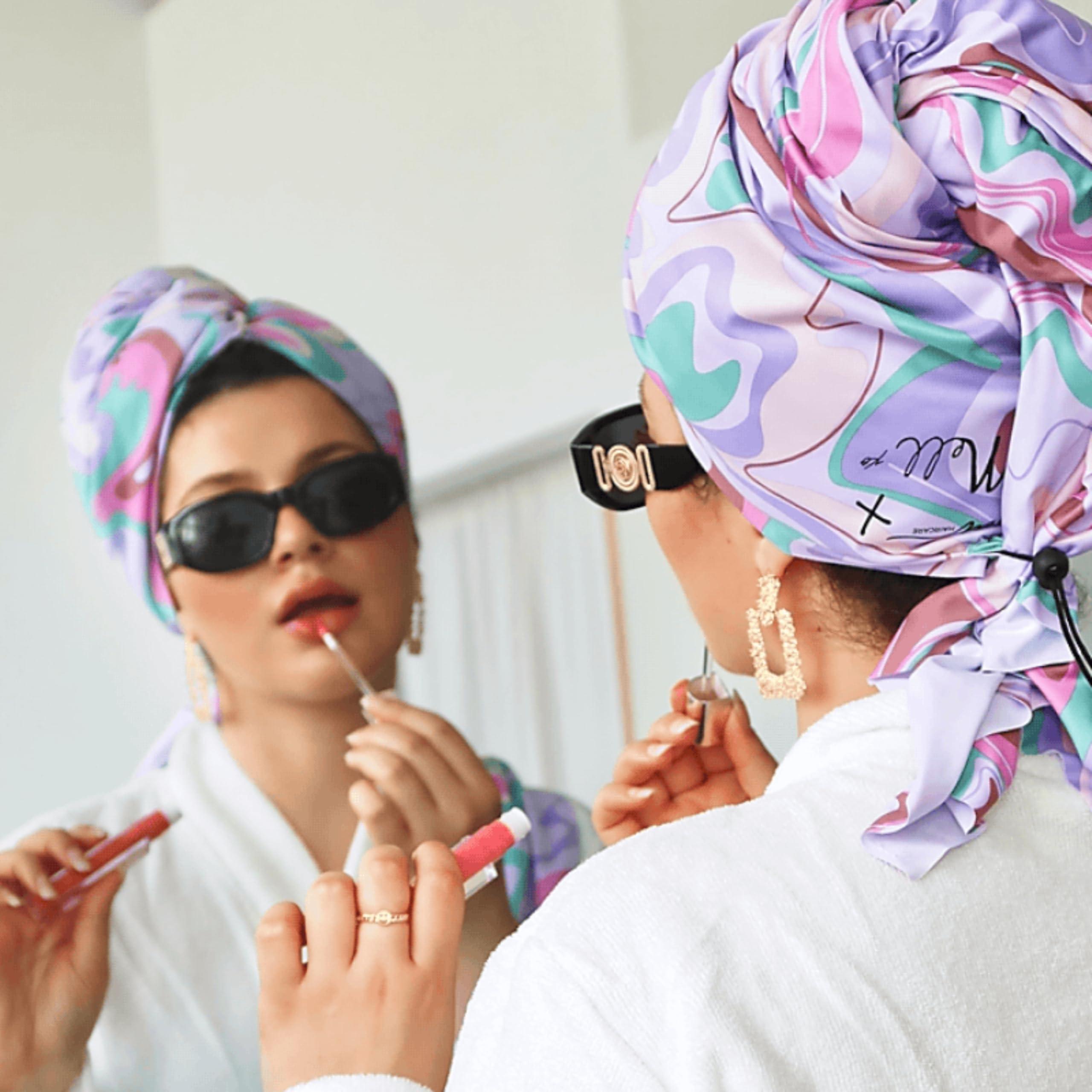 THE PERFECT HAIRCARE THE PERFECT HAIRCARE - Limited Edition Manes by Mell Microfiber Hair Towel & Hair Drying Scrunchie Set by Melissa Guido - Anti-Frizz, Gentle, Absorbent Hair Scrunchies or Face Washing Wristband