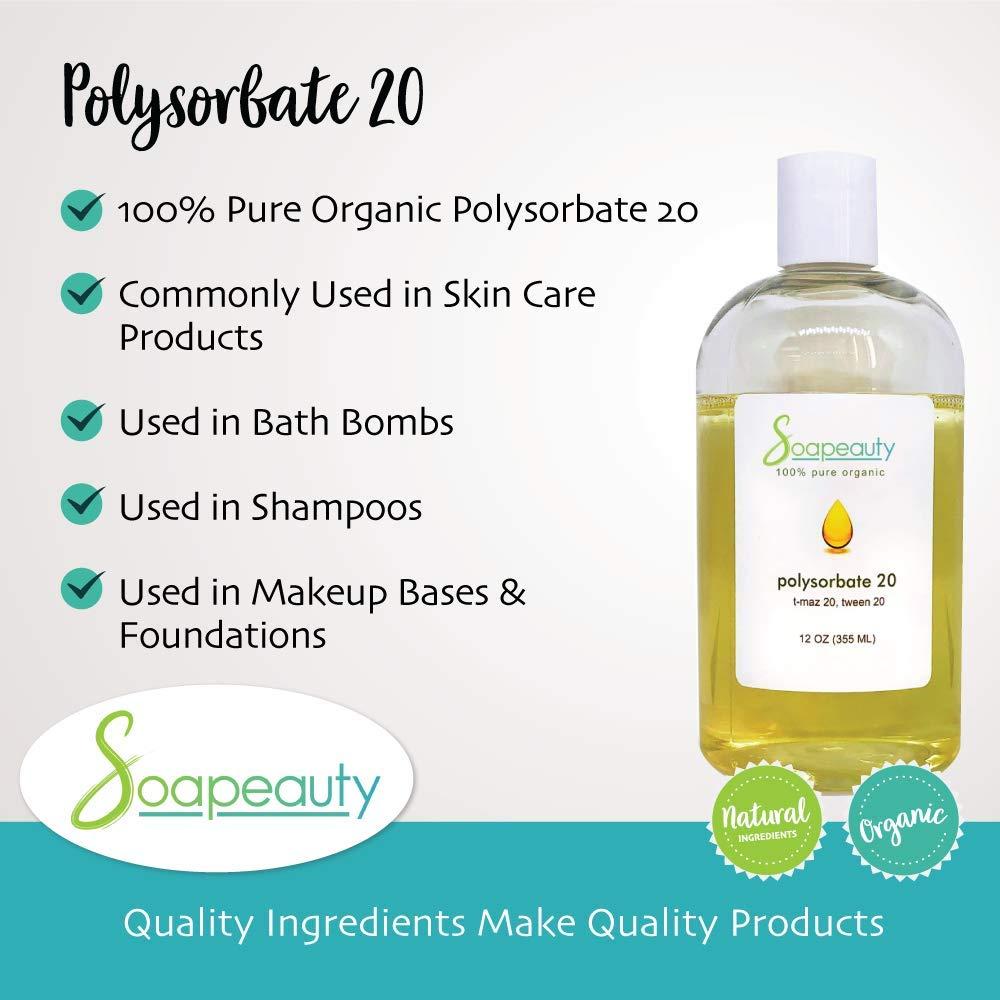 Soapeauty POLYSORBATE 20 T-MAZ 20, Tween 20 | 100% Pure Cosmetic Grade Solubilizer Surfactant & Emulsifier | (32 oz)