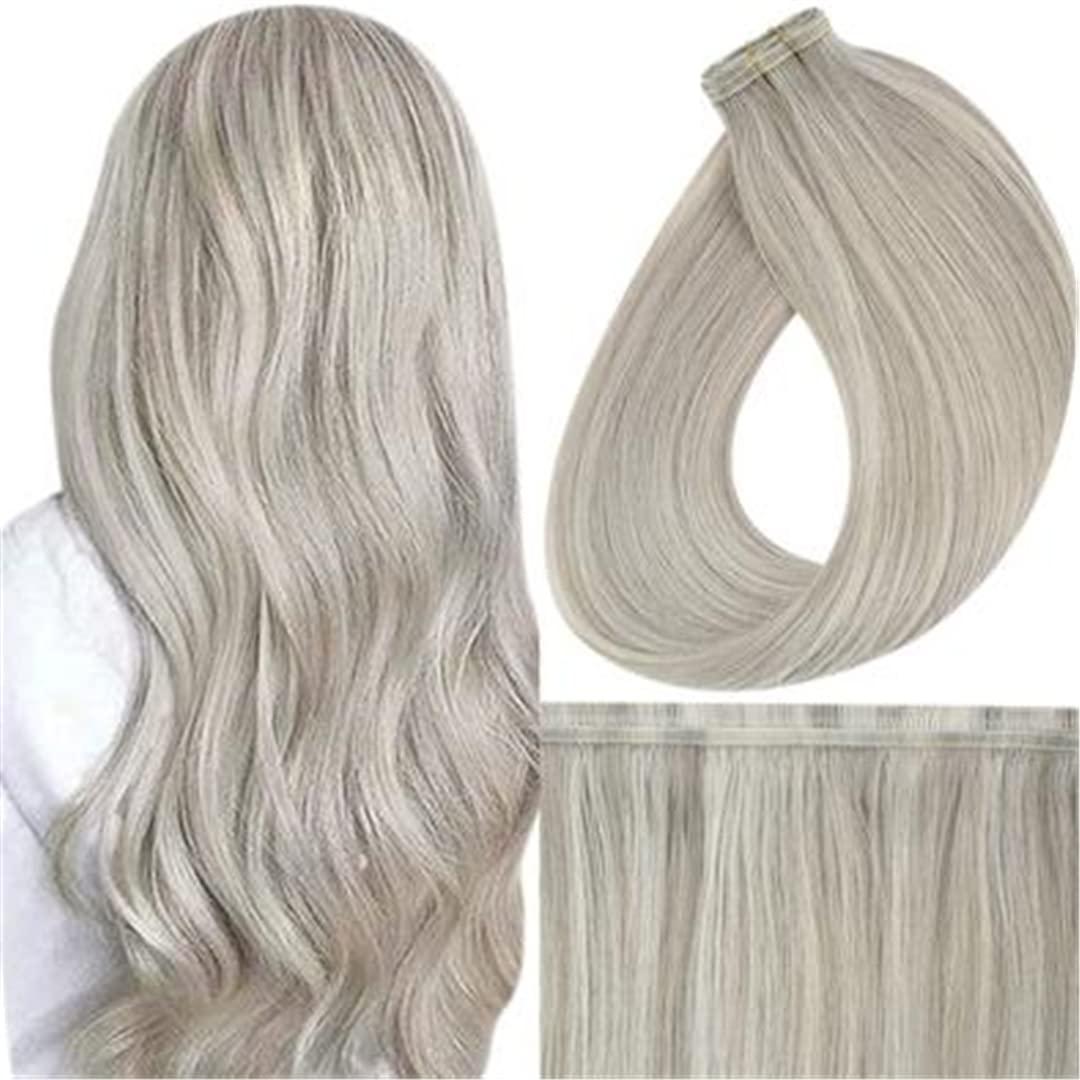 WestIsand Flat Silk Weft Virgin Pu Sew In Human Hair Extensions 100% Pure Hair Weft For Salonn 19a60 16 Inches
