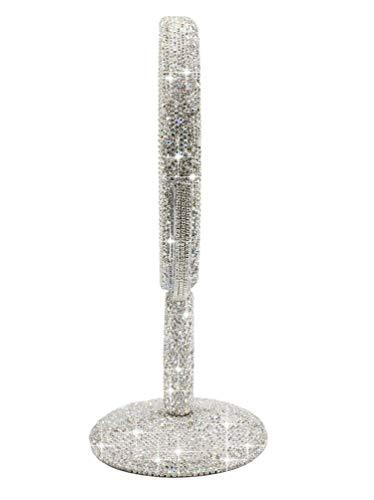 Bestbling Bestbling Bling Rhinestone Portable Magnified Double Sided Swivel Makeup Vanity Mirror, 360°Rotate Makeup Mirror Round Shaped Two-Sided Makeup Mirror (Silver)