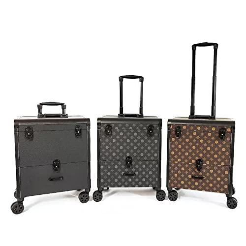 HJXGQJM Rolling Makeup Case Travel Train Case With Wheels Cosmetic Trolley, Aluminium Make Up Case, Professional Make Up With Drawers,Black Travel Makeup Bag Cosmetic Case cosmetic case ( Color : Yellow )