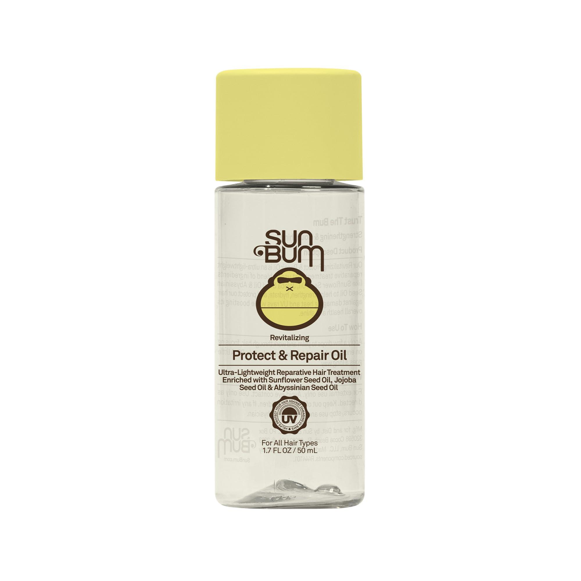 Sun Bum Sun Bum Revitalizing Protect & Repair Hair Oil with UV Protection, Jojoba Oil, 1.5 Fl Oz and Revitalizing Anti-Frizz Air Dry Styling Cream, 6 oz