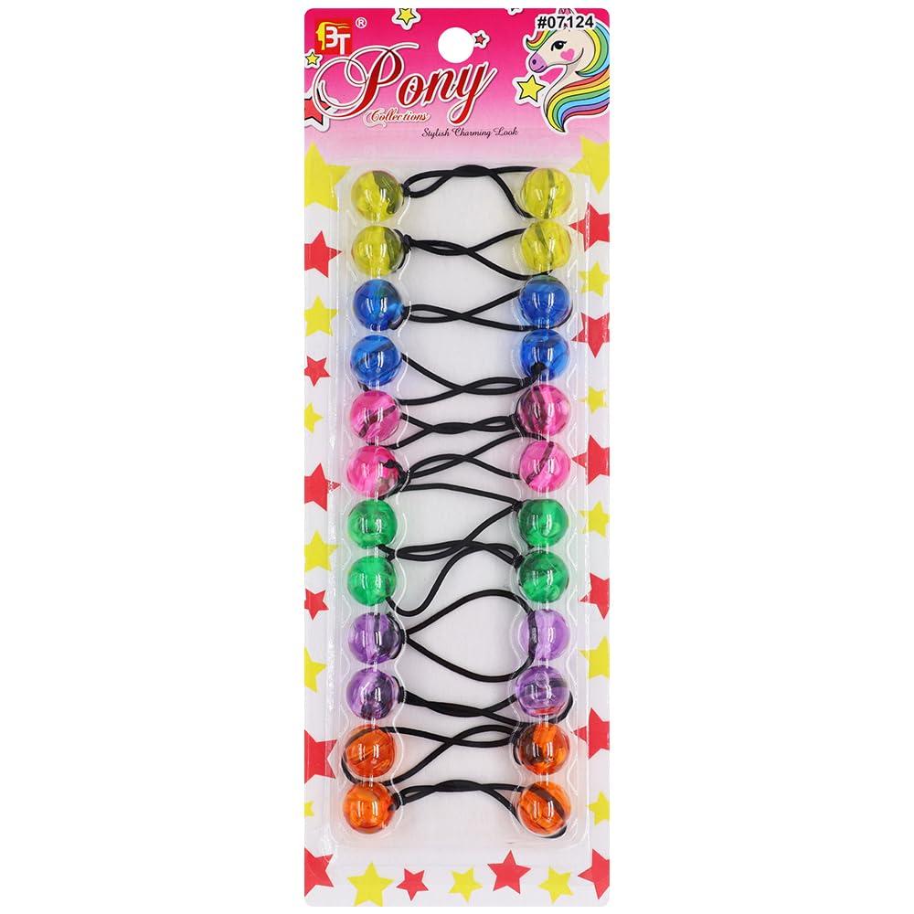 Beauty Town 12 Pcs 16mm Ball Hair Ties Ponytail Holders Twinbead Bubble Balls Hair Accessories for Girls Kids Toddler (Clear Yellow/Blue/Pink/Green/Purple/Orange)