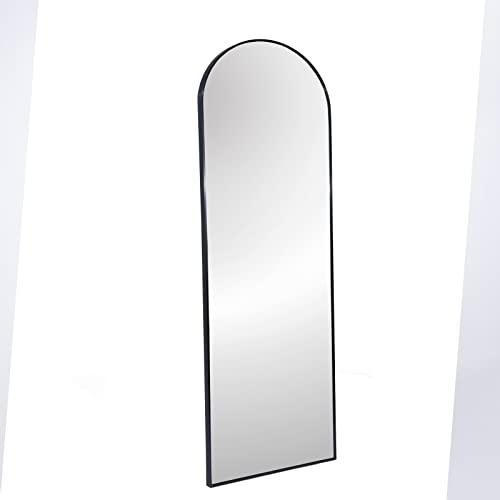 QiMaieeUSA Modern Black 63x20 inch Metal Arch Stand Full Length Mirror