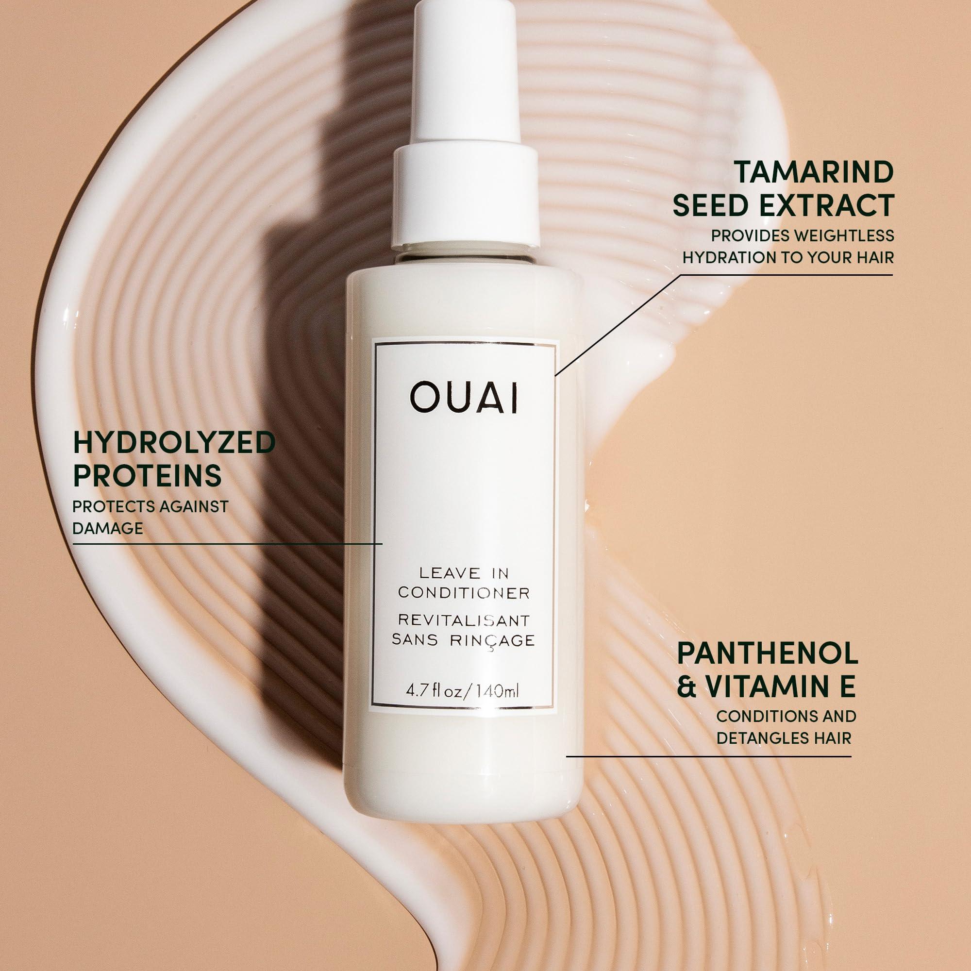 OUAI Haircare OUAI Leave In Conditioner & Heat Protectant Spray - Prime Hair for Style, Smooth Flyaways, Add Shine and Use as Detangling Spray - No Parabens, Sulfates or Phthalates (1.5 oz)