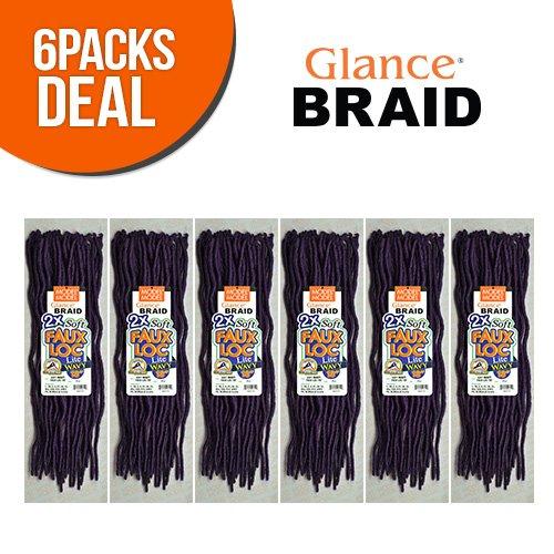 Model Model Model Model Synthetic Hair Crochet Braids Glance 2X Soft Medium Faux Loc Lite Wavy 18" (6-Pack, 4)