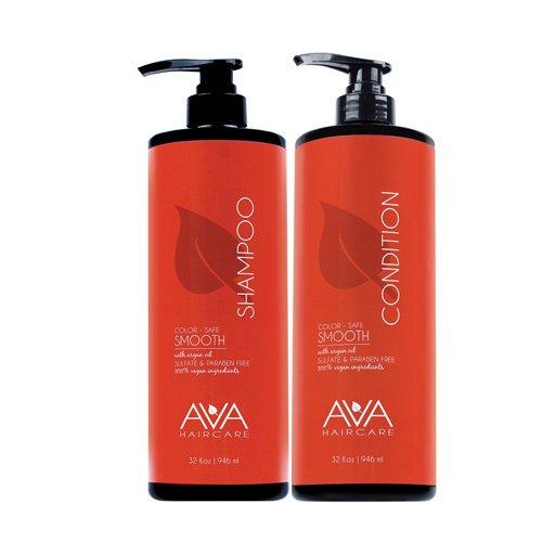 Ava Haircare Ava Haircare - Smooth Shampoo And Conditioner - Vegan, Sulphate Free, Paraben Free, Cruelty Free (Set of 2, 33oz Each)