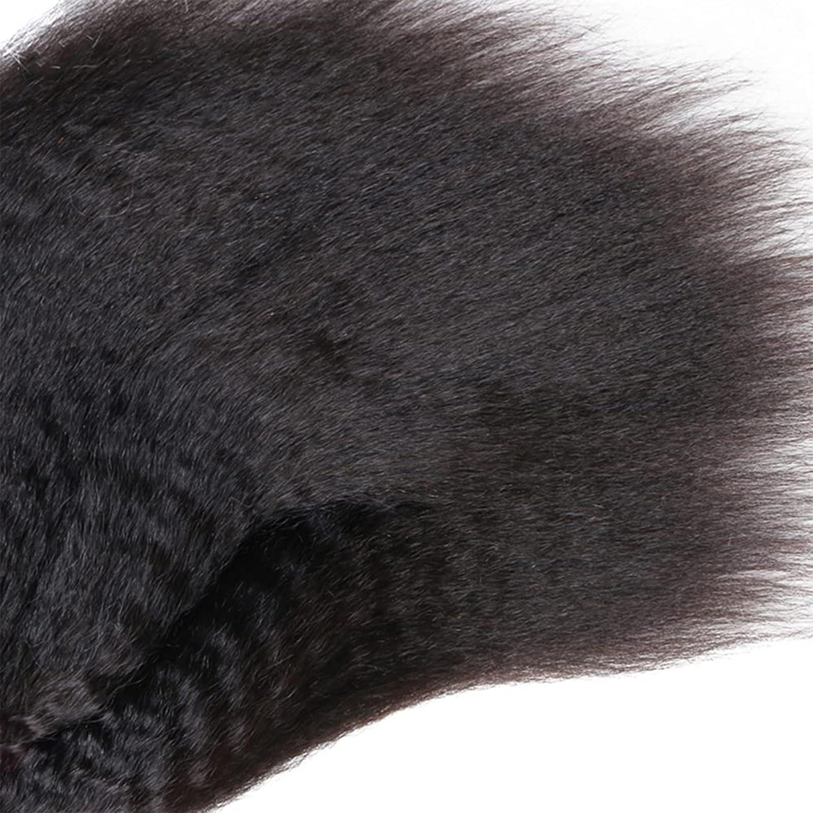 Jennandra Yaki Straight Human Hair Bundles Yaki Bundles Human Hair 3 Bundles Human Hair 100% Unprocessed Brazilian Virgin Hair Bundles Yaki Human Hair Extensions Natural Color(1B-Yaki-26 28 30Inch)