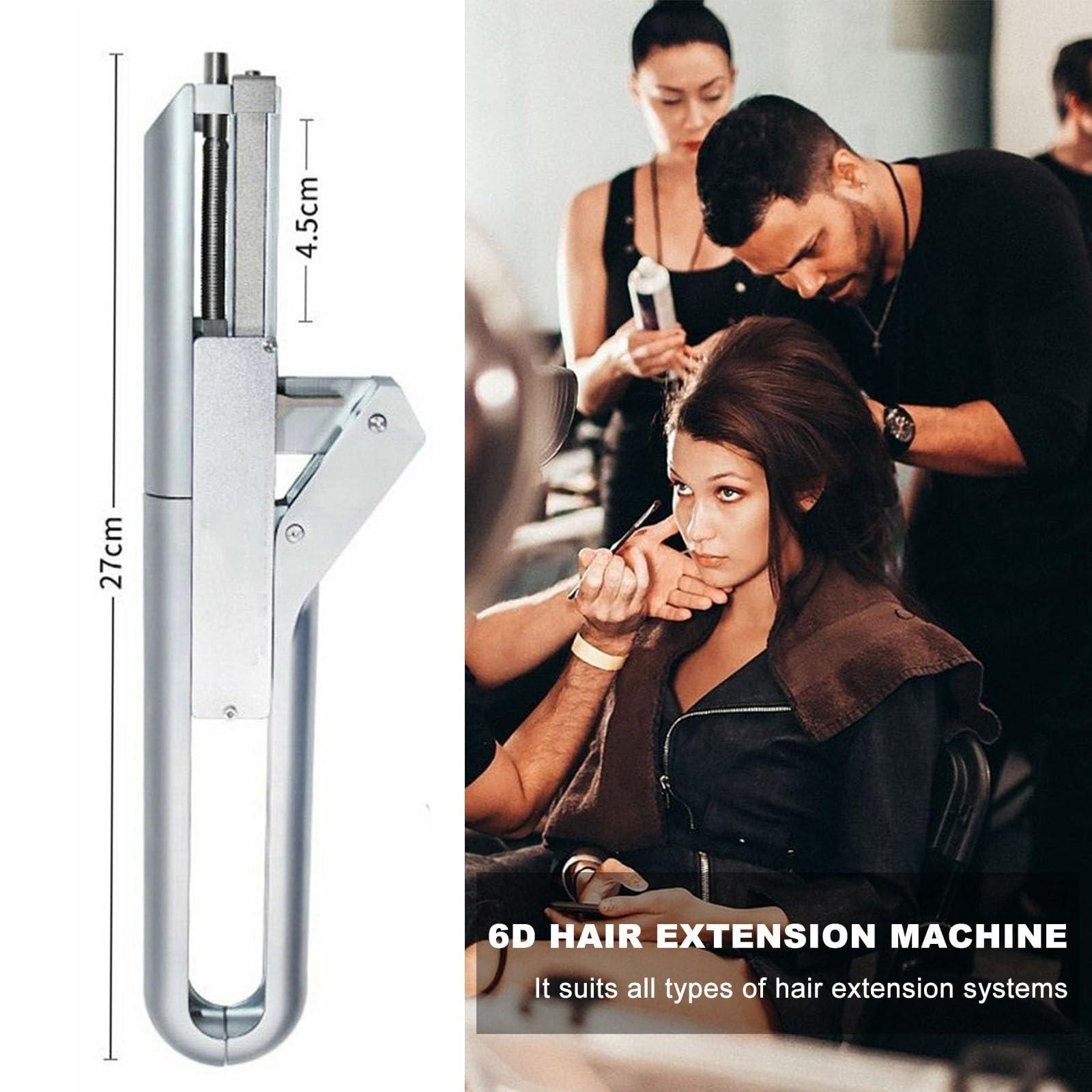 Generic Generic 6D Hair Extensions Machine kit,1st Generation 10 pin 6D Hair Extension Gun Professional Equipment/Invisible Seamless No-Trace Hair Extensions Tool With Pliers for Salon, silver