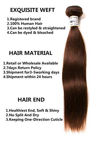Ornate Hair Light Brown Bundles Human Hair Brazilian Straight Hair Virgin Bundles 3 Bundles 100% Unprocessed Human Hair Weave Bundles Extensions 9A Grade Brown Bundles Sew In(10 12 14 Inch, 4# Straight Bundle)