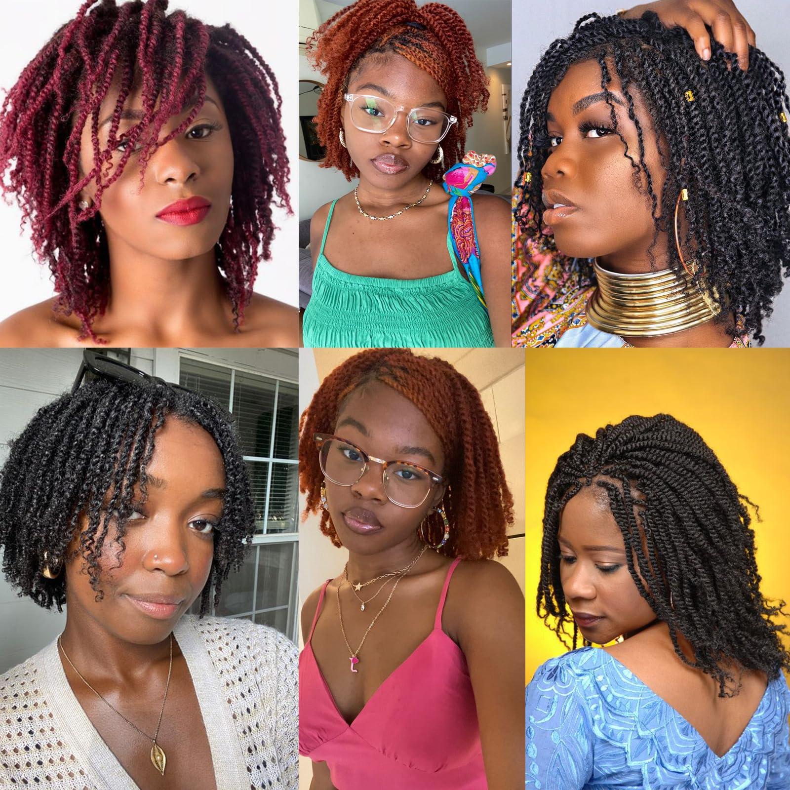 ZRQ ZRQ 12 Inch Micro Twist Crochet Hair Bob Crochet Braids Pre looped Mini Passion Twist Mini Senegalese Twist Crochet Hair Pre-looped Hair Red Micro Braids Crochet Hair Extensions Crochet Braids