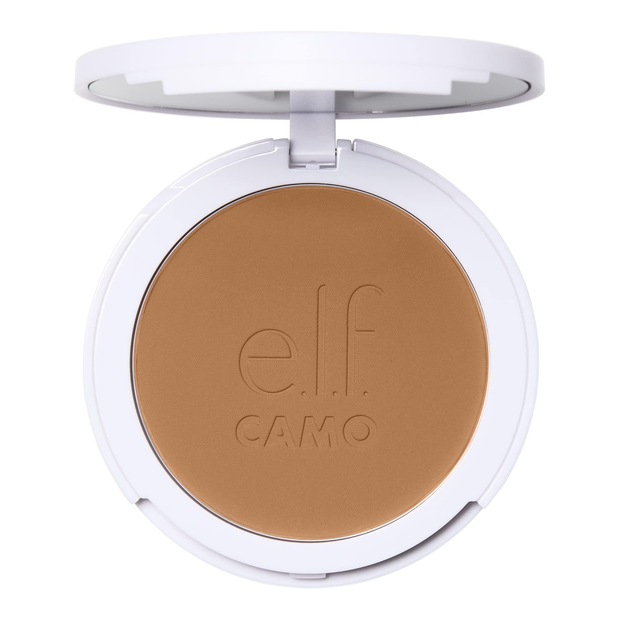 e.l.f. e.l.f. Camo Powder Foundation, Lightweight, Primer-Infused Buildable & Long-Lasting Medium-to-Full Coverage Foundation, Medium 370 N