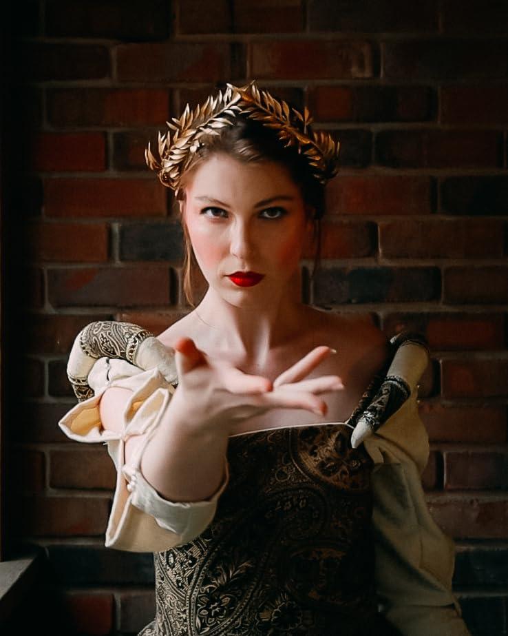 MOSTORY MOSTORY Golden Greek Laurel Crown - God Elf Leaf Headpiece Royal Kings Headband Elven Circlet for for Adult Queen Renaissance Halloween Cosplay Outfit