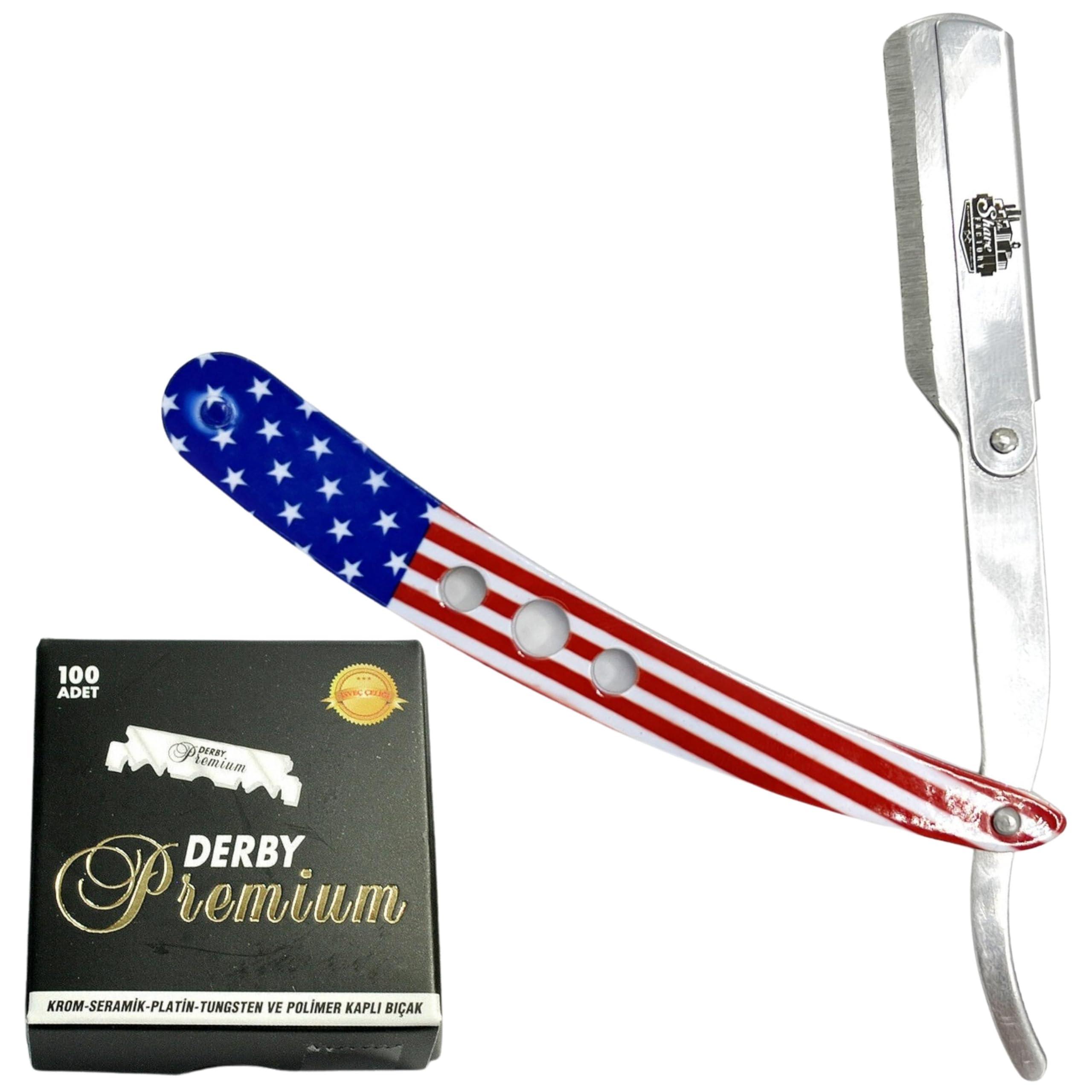 the shave factory The Shave Factory Straight Edge Razor Kit (USA / 100 Derby Premium Single Edge Razor Blades)