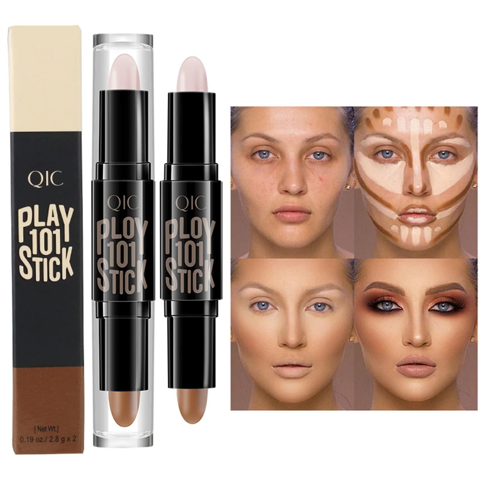 SOMGKIN Highlight Contour Stick, 2 in 1 Makeup Shading Stick, Face Highlighters Sticks, Concealer Contour Highlighter Stick,Cruelty Free Makeup,double-end face concealer contouring sticks cream (01)