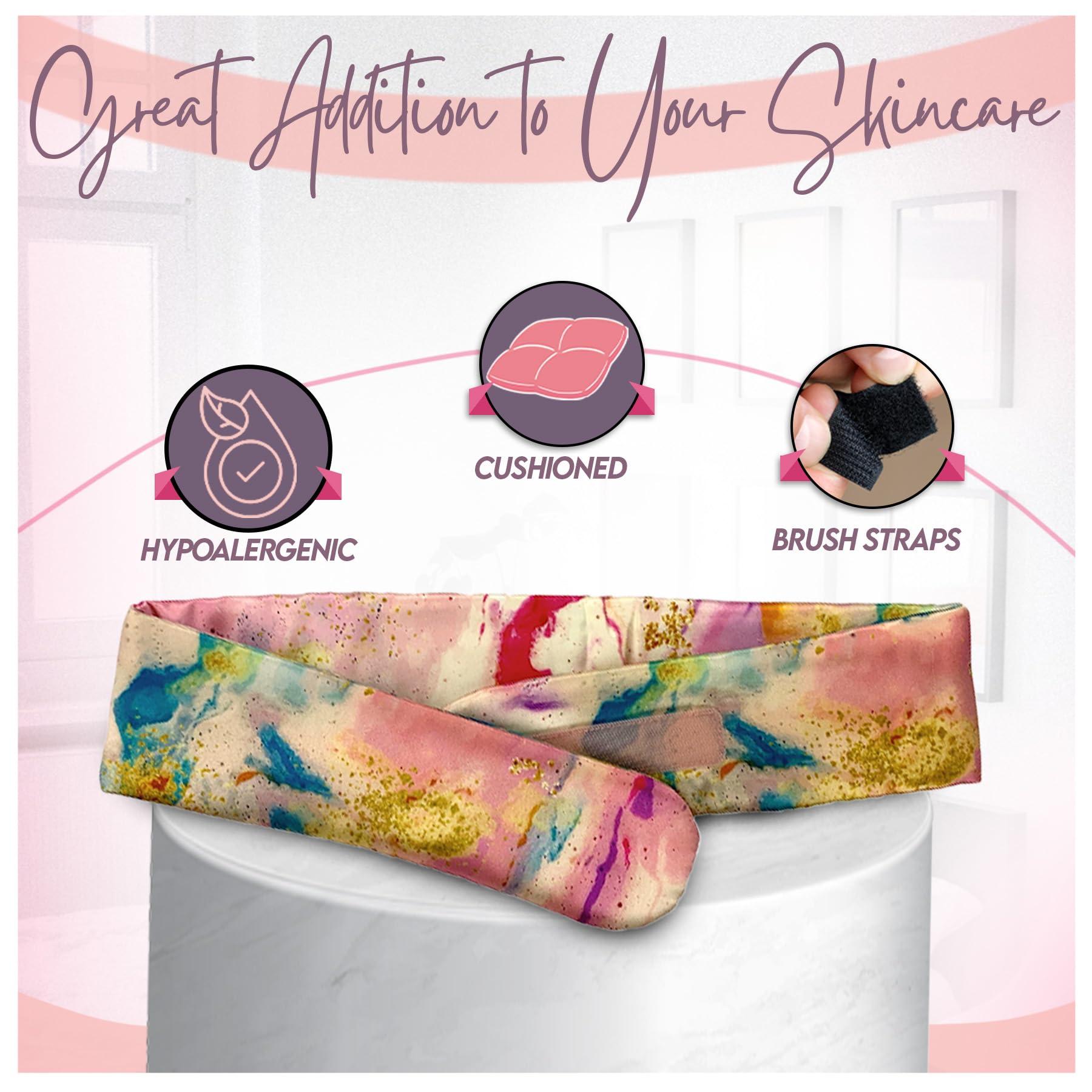 Celestial Silk Celestial Silk Spa Headband 100% Mulberry Silk Adjustable Facial Headband for Women - Use for Washing Face, Skincare, Makeup Silk Beauty Hairband Perfect for Thick or Curly Hair (Abstract)